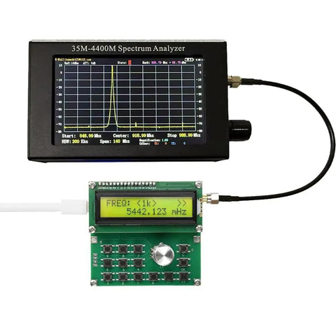 ADF4351 Digital LCD Signal Generator With Variable Frequency Oscillator, Benchtop RF Source, clear display showing frequency