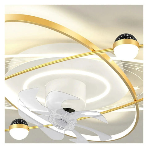 Modern Luxury Ceiling Fan Lamp High Transmittance Acrylic Ceiling Lamp with gold accents and translucent fan blades.