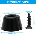 36 Pack Non Slip Rubber Feet For Cutting Boards, Furniture, And Electronics, showing size of 25x19x15mm conical bumper with screw