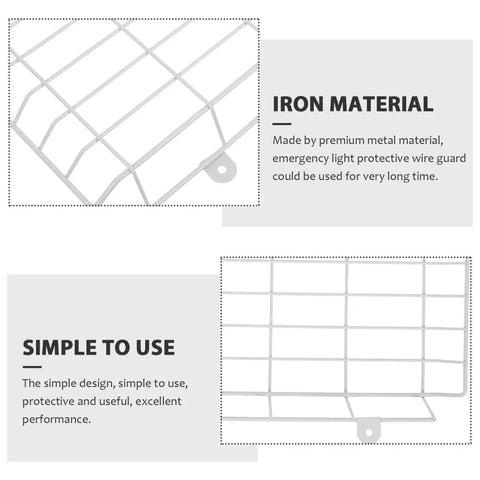 Wall Mount Exit Light Guard And Emergency Sign Shield Rugged Iron Cover For LED Exit Signs Wire Cage Protector showcasing iron material and design features.