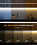 FCOB COB LED Strip Tunable 3000K To 6000K UL Listed 24V 16.4 Ft 640 LEDs Per Meter CRI 90 Plus kitchen dimmable lighting