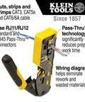 RJ45 Cable Tester Kit With LAN Scout Jr 2 All In One Coax Crimper Stripper And Cutter Tool showing wire stripping and cutting features