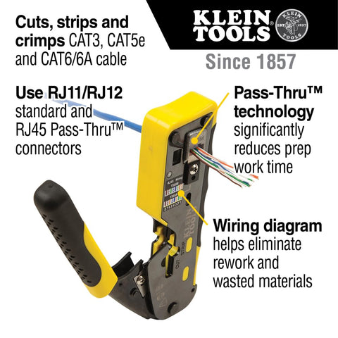 RJ45 Cable Tester Kit With LAN Scout Jr 2 All In One Coax Crimper Stripper And Cutter Tool showing wire stripping and cutting features
