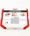 Freud Diablo 9-piece hole saw set in a red plastic carrying case