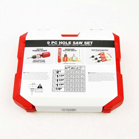 Freud Diablo 9-piece hole saw set in a red plastic carrying case