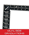 Close-up of Pro Grade L Shaped Rafter Square With Solid One Piece Construction In Tempered Steel 24 Inch Length featuring dual-side graduations