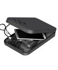 Open Portable Pistol Safe for Travel and Cars Handgun Lock Box with 3 Digit Combination Lock Concealed Under Seat Safe, black.