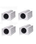 Four Pack Linear Motion Bearing Slides SCS8UU For CNC Machines And 3D Printers SCS6UU To SCS25UU Range Dope Quality Precision Rails Built For Your Hobby Machining And DIY Projects Durable Bearings For Accurate Movement. Four-pack aluminum linear bearing blocks for CNC and 3D printer rails