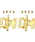 Rotating Concealed Cabinet Hinges Set, Double Fold Hinge 40mm, 8-Hole Gold Finish With Screws, Heavy-Duty Door Fittings