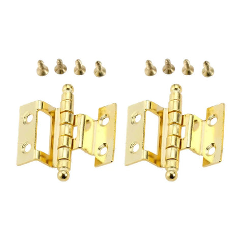 Rotating Concealed Cabinet Hinges Set, Double Fold Hinge 40mm, 8-Hole Gold Finish With Screws, Heavy-Duty Door Fittings