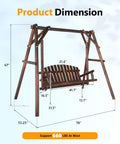Dimensions of Heavy Duty 880 Lbs Wooden Porch Swing With A Frame Stand For Outdoors And Garden Rustic Sequoia Dusk Finish