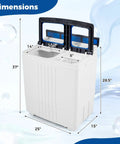 Straight Up The Best Portable Twin Tub Washing Machine With Built In Drain Pump 20 Lbs Compact Laundry Spinner dimensions 37 x 25 x 15 inches.