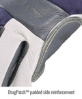 Premium Grain Goatskin TIG Welding Glove with flame resistant cotton Kevlar stitching and DragPatch side reinforcement, medium size.
