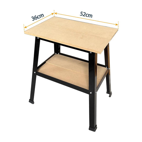 Universal Heavy Duty Power Tool Stand For Drill Press Belt Sander Bench Grinder Band Saw Scroll Saw And Planer Miter Saw With 32 Inch Working Height 18 By 27 Inch Storage Shelf Top To 20 By 25 Inch 600 Pound Load Rating Adjustable Feet Must Have displayed in front view