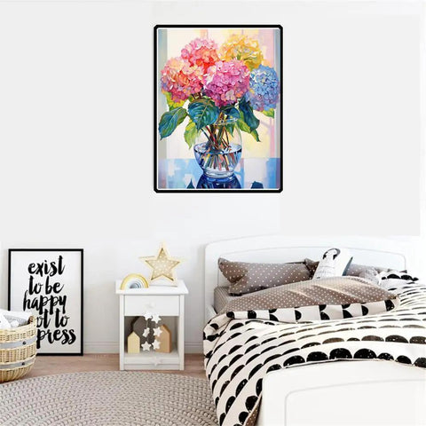 Framed Hydrangea In Glass 5D Diamond Painting Kit For Adults Full Drill Diamond Art DIY Crystal Craft Home Decor on wall