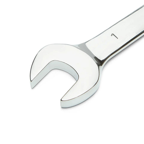 Close-up of a single wrench from the 30 Piece 12 Point Ratcheting Wrench Set SAE And Metric 1/4 To 1 Inch And 8-24 mm, showing chrome finish.