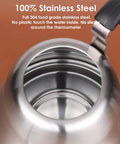 Top view of Gooseneck Pour Over Kettle With Flow Control For Stovetop Brew, stainless steel interior, 28oz capacity.