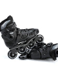 Black Fast Speed Inline Skates for Adults Unisex with Safe Ratchet Buckle and Laces Closure, Impact Resistant Shell
