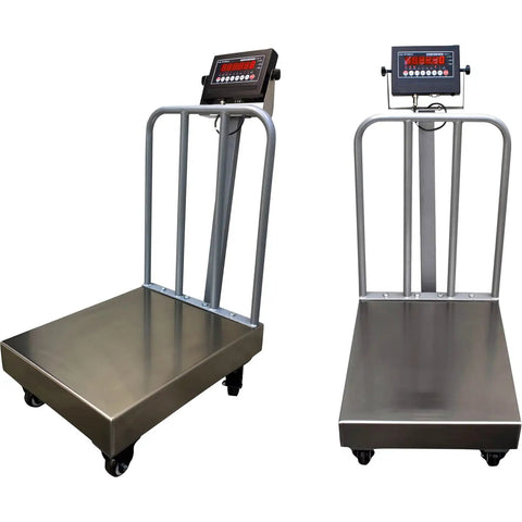 Rock Solid Heavy Duty Industrial Bench Scale 500 Lb Capacity 18 X 24 Inch Platform Digital Shipping Scale with casters.