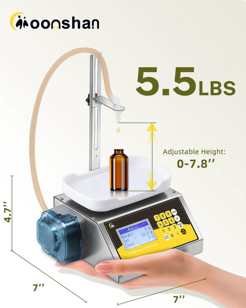 Liquid Filling Machine 1-10g Bottle Filler With 90ml/min Peristaltic Pump Digital Control for precise filling and adjustability.