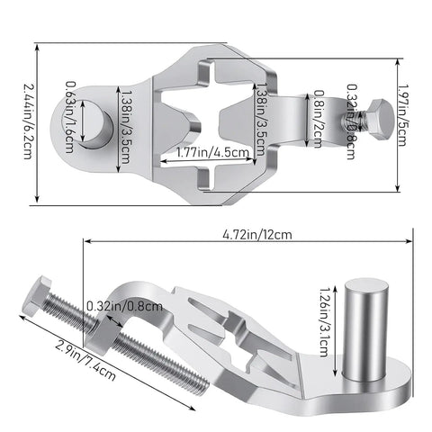 Built Tough T-Post Gate Hinge Kit 1-3/8 In, 2 Pack, rust-resistant steel with measurements for easy install