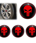 Dope Skull Wheel Hub Center Cap Stickers Set Of Four Two Point Two Inch Metal Aluminum Rim Emblems on alloy wheel with tire
