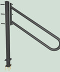 Sturdy Metal Outdoor Stair Handrail For One To Three Steps Single Post Wrought Iron Design Matte Black Rust Proof Railing