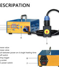 Pro Grade High Power 1380W Auto Body Paintless Dent Removal Kit With Induction Heater Hot Box For Cars PDR Dent Puller Tools Digital Display With Power And Time 110V Magnetic Induction Repair System For Dents, control panel and components diagram