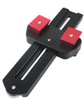 Rock Solid Aluminum Thin Rip Jig For Precision Woodworking Projects Built Tough with red clamping pads for secure mounting.