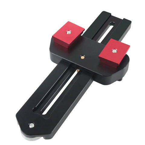 Rock Solid Aluminum Thin Rip Jig For Precision Woodworking Projects Built Tough with red clamping pads for secure mounting.