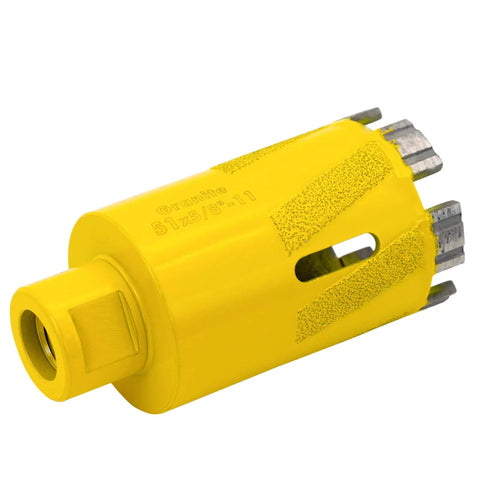 2 Inch Diamond Core Drill Bit for Dry and Wet Use with Vacuum Brazed Granite Hole Saw Pro Grade Core Bit in yellow, side view