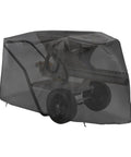 All Weather Heavy Duty Cement Mixer Cover Built Tough With Waterproof Oxford Fabric Shield Dustproof Rain Guard For Road Repair And Construction Sites Portable Mud Mixer Protector To Keep Equipment Clean shown installed on a mixer