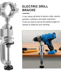 Badass 360 Degree Rotating Table Vise And Bench Clamp Bracket delivering rock solid grip for electric grinders and clamped drill.