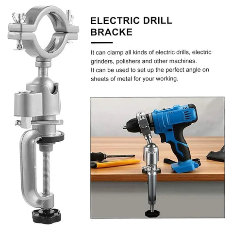 Badass 360 Degree Rotating Table Vise And Bench Clamp Bracket delivering rock solid grip for electric grinders and clamped drill.