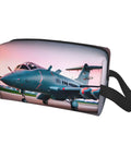Aircraft Print Travel Cosmetic Bag Large Dopp Kit for Makeup and Toiletries featuring a dual-sided aircraft print design