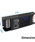 24V 5A 120W Universal Regulated Switching Power Supply dimensions 5.7in x 1.88in with metal housing for industrial use