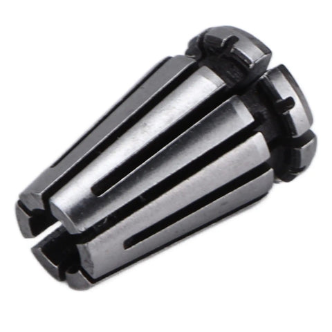 Close-up of a Pro ER8 9 Piece Collet Set for CNC milling, high speed steel, precision machined, size 1-5mm.