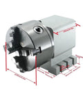 Heavy Duty Cnc Rotary Fourth A Axis Integrated With Four Jaw Chuck And Tailstock Support Engineered For Machine Shops solid aluminum chuck with detailed dimensions clearly visible.