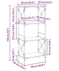 Dimensions diagram of Dope 4 Tier Industrial Bookcase Black With Engineered Wood And Metal Frame 23.2x13.8x52 Inches