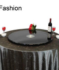 Heavy-Duty Glass Lazy Susan Turntable For Dining Table - Round Black Lacquered Tempered Glass Rotating Tray on dining table