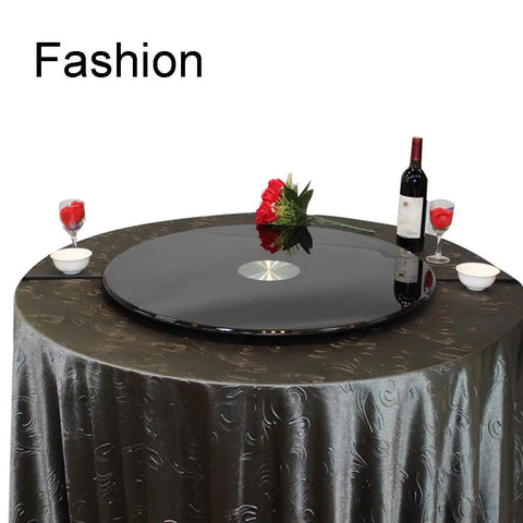 Heavy-Duty Glass Lazy Susan Turntable For Dining Table - Round Black Lacquered Tempered Glass Rotating Tray on dining table