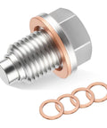 Magnetic M14 x 1.5 Oil Drain Plug Set With Stainless Steel Pan Nut And 5 Washer Gaskets for cars and motorcycles