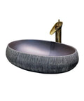 USZWBY Bathroom Vessel Sink Bowl Basin Vintage Bathroom Sinks Household Art Countertop Ceramic Washbasin with brushed texture.