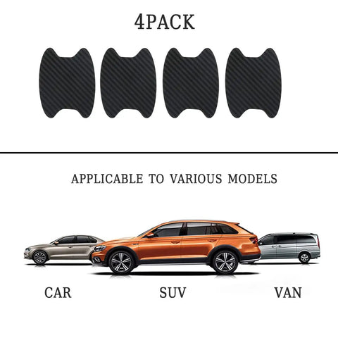 Dope Carbon Fiber Style Car Door Handle Cup Protectors Stickers Kit, Universal Fit for Car, SUV, Van, Black 4 Pack