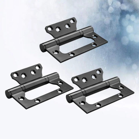 Heavy Duty Silent Flat Door Hinges With Screws Four Inch Thickened Anti Rust Stainless Steel Smooth Close Interior Door Hardware, three black hinges