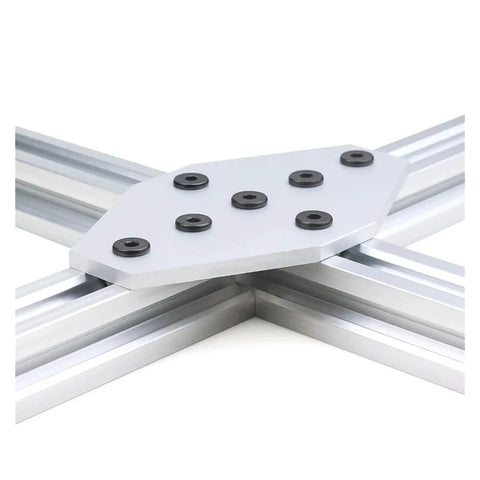 7 Hole Cross Joining Plate For V Slot Extrusions Corner Bracket Connects Up To Four Sections on silver aluminum frame