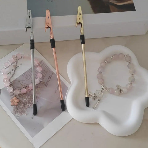 Three Piece Bracelet Helper Tool Set For Easy Necklace And Watch Clasps Zippers And Craft Adjustments In Gold Silver And Rose Gold Finishes Handy At Home Jewelry Fix Kit