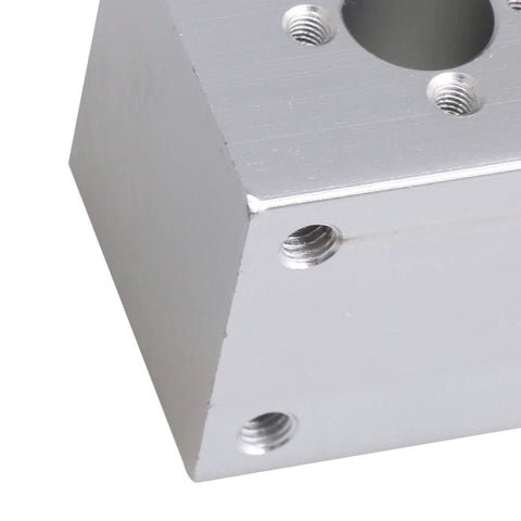 Close-up of 34x30x30mm Silver Ballscrew Nut Housing Bracket For T8 Trapezoidal Screw Seat Aluminum Replacement Mount For 3D Printer