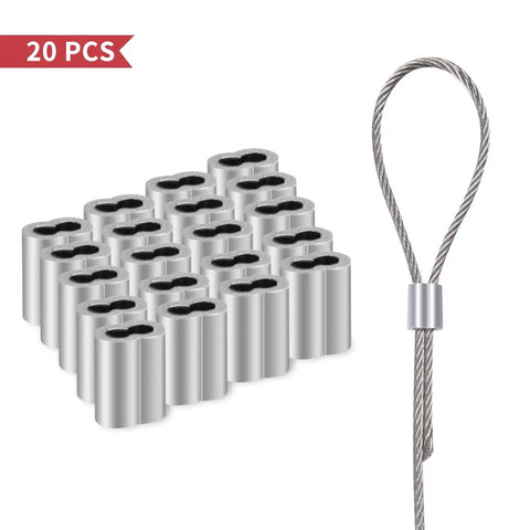 Heavy Duty Stainless Steel Picture Hanging Wire, 50lb Capacity, 100 Feet With Aluminum Crimping Sleeves, loop detail
