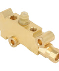Badass Brake Proportioning Valve For Four Wheel Disc Systems, brass body with 1/2 and 7/16 inch ports for classic trucks.